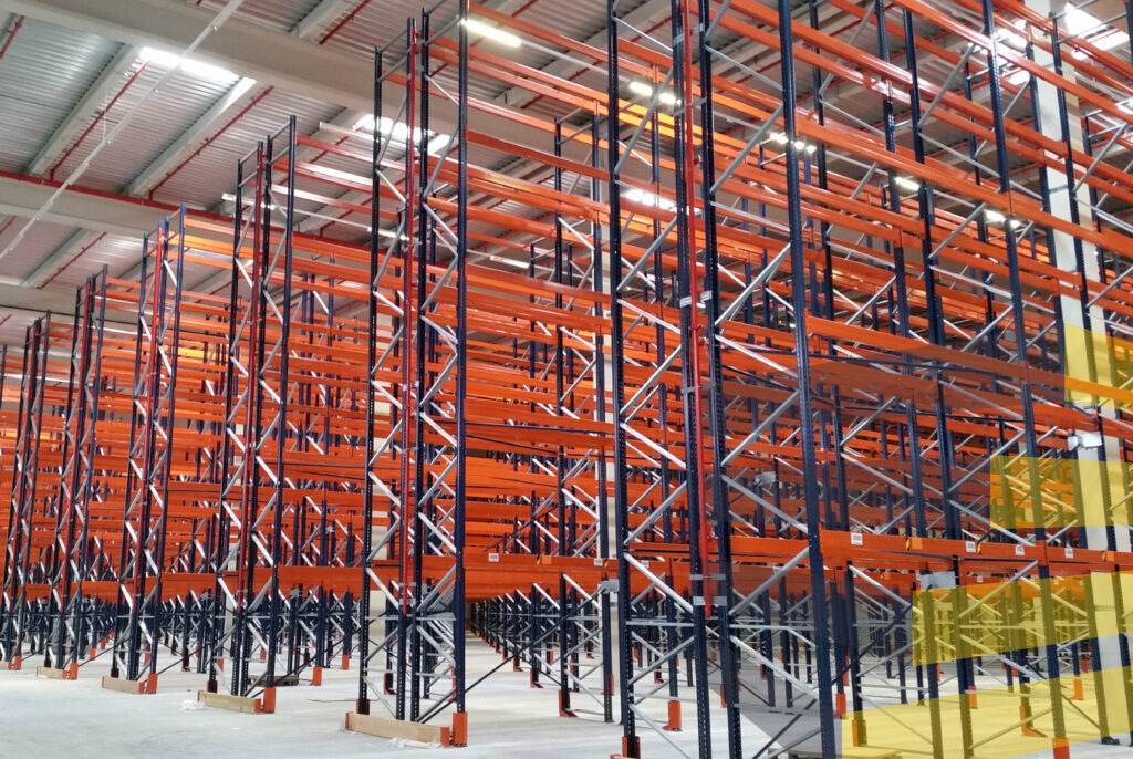 A stock image of racking, which is an important item on almost any warehouse setup checklist.