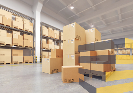 Imagem de stock de embalagens de armazém para acompanhar o artigo da Serviap Logistics.