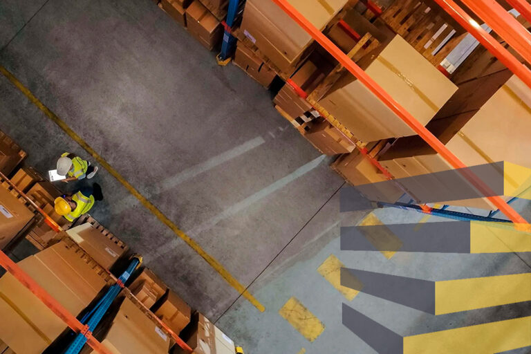 Warehouse safety floor markings in action