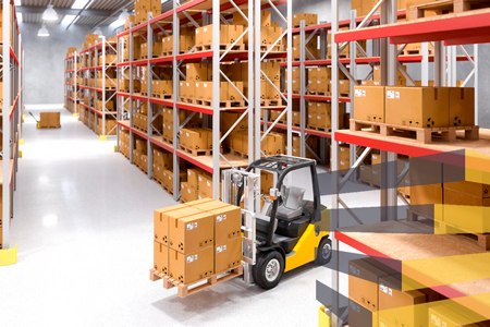 A forklift in a warehouse to illustrate article on teardrop racking